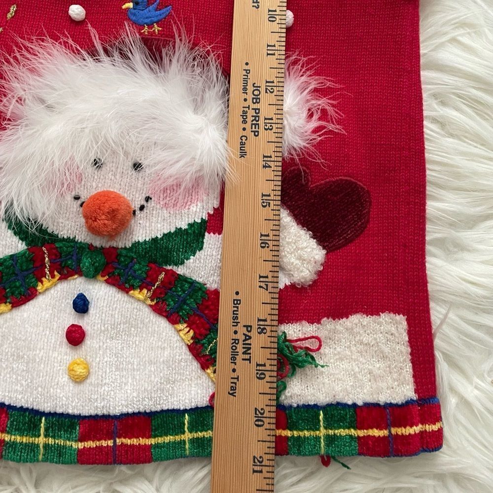 Jack B. Quick Red Christmas Sweater, Snowman  Beaded & Embroidered Size MP - Picture 4 of 6